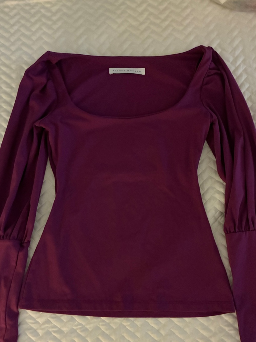 Susana Monaco Plum Scoop Neck Long Sleeve Top